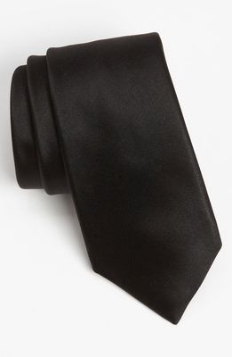 David Donahue Woven Silk Tie in Black