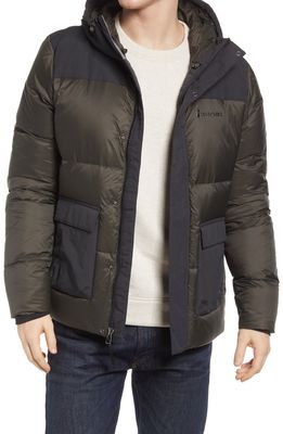 Cotopaxi Solazo Men's 650 Fill Power Down Water Repellent Hooded Jacket in Black/iron