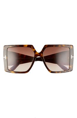 Tom Ford Quinn 57mm Gradient Square Sunglasses in Havana/Brown