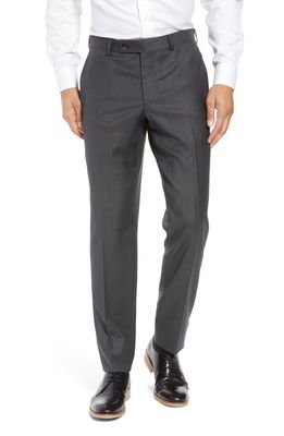 Ted Baker London Jefferson Flat Front Wool Dress Pants in Mid Grey