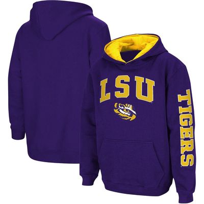 Youth Colosseum Purple LSU Tigers 2-Hit Team Pullover Hoodie