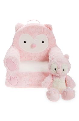 Soft Landing Darling Duos Owl Chair & Plush Toy Set in Pink