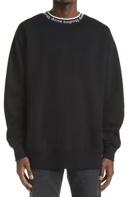 Acne Studios Men's Fulton Logo Rib Crewneck Sweatshirt in Black