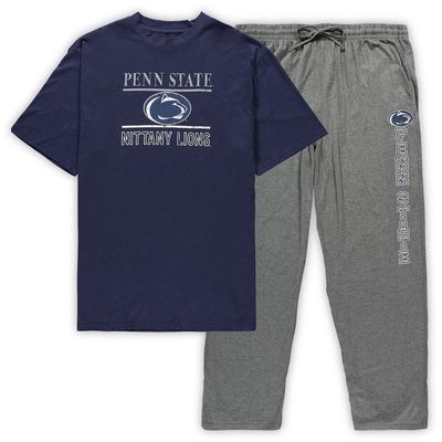 Men's Concepts Sport Navy/Heathered Charcoal Penn State Nittany Lions Big & Tall T-Shirt & Pants Lounge Set