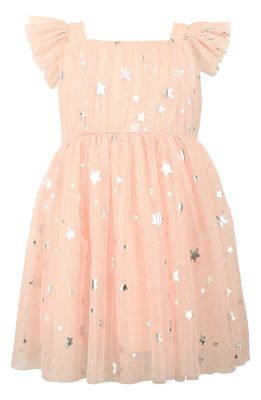 Popatu Foil Star Tulle Dress in Peach