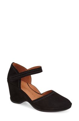 L'Amour des Pieds L'Amour des Pieds 'Orva' Wedge Sandal in Black Kidsuede