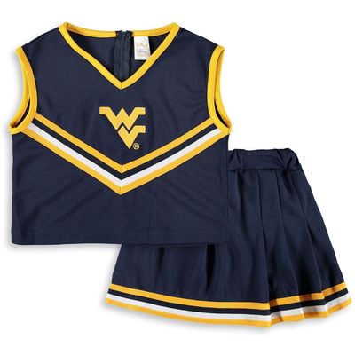 LITTLE KING Girls Youth Navy West Virginia Mountaineers Two-Piece Cheer Set