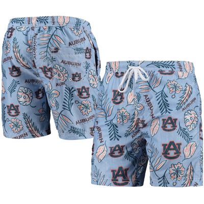 Men's Wes & Willy Light Blue Auburn Tigers Vintage Floral Swim Trunks