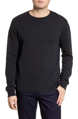 FRAME Cotton Long Sleeve Crewneck T-Shirt in Noir