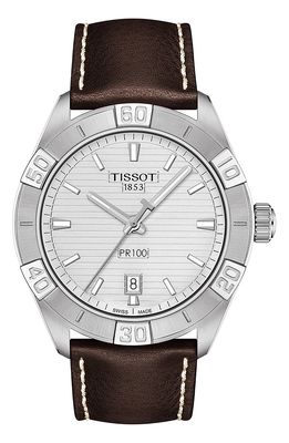 Tissot PR 100 Leather Strap Watch