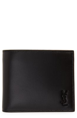 Saint Laurent Tiny Monogram Bifold Leather Wallet in Noir