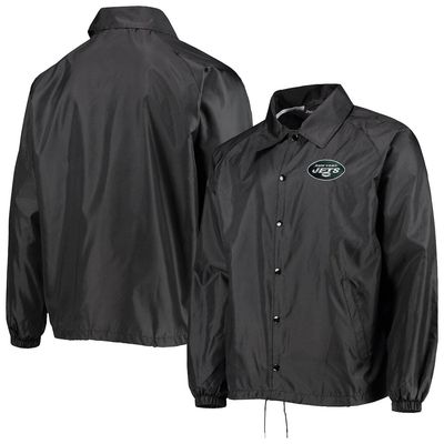 Men's Dunbrooke Black New York Jets Coaches Classic Raglan Full-Snap Windbreaker Jacket