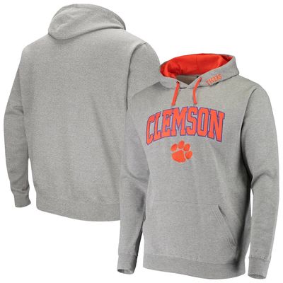 Men's Colosseum Heathered Gray Clemson Tigers Arch & Logo 2.0 Pullover Hoodie in Heather Gray