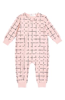 MILES THE LABEL miles Grid Print Knit Romper in Light Pink