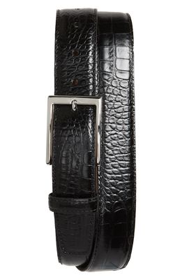 Torino Gator Grain Embossed Leather Belt in Black