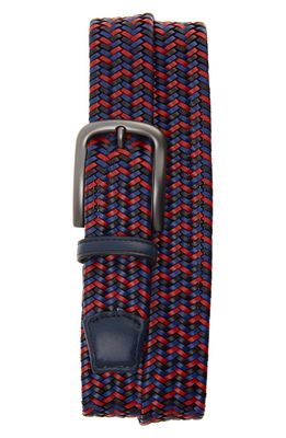 Torino Braided Leather Belt in Navy/Red/Blue
