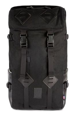 Topo Designs Klettersack Heritage Backpack in Black Canvas/Black Leather