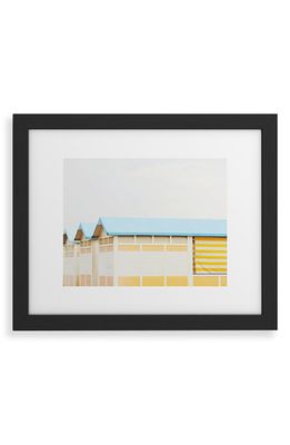 Deny Designs Sunny Beach Huts Framed Art Print in Black Frame 24X36