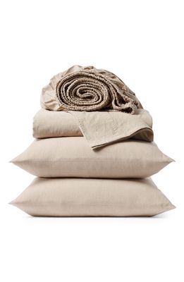 Coyuchi Crinkled Organic Cotton Percale Sheet Set in Hazel Chambray