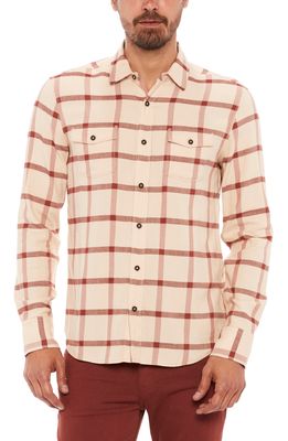 PAIGE Everett Slim Fit Plaid Flannel Button-Up Shirt in Rusted Copper/Citrine