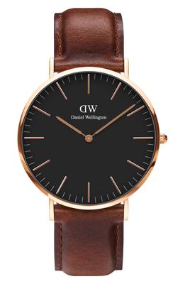 Daniel Wellington Classic St. Mawes Leather Strap Watch