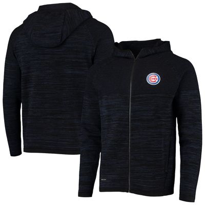 Men's Levelwear Black/Heathered Navy Chicago Cubs Insignia Genesis Slub Raglan Full-Zip Hoodie