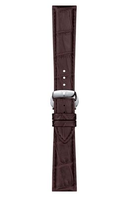 Tissot 21mm Croc Embossed Leather Watch Strap in Brown