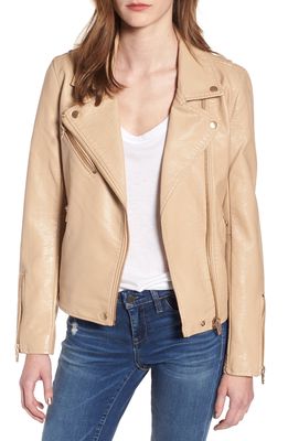 BLANKNYC Faux Leather Moto Jacket in Natural Light