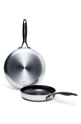 GreenPan Venice Pro Noir 10-Inch & 12-Inch Ceramic Nonstick Fry Pan Set in Stainless Steel