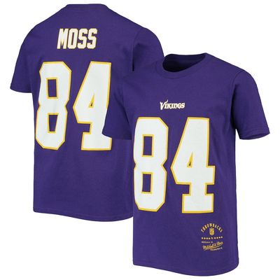 Youth Mitchell & Ness Randy Moss Purple Minnesota Vikings Retired Retro Player Name & Number T-Shirt