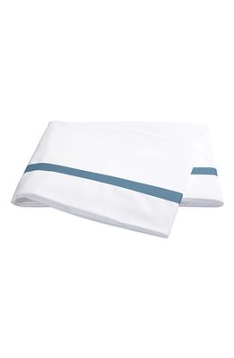 Matouk Lowell 600 Thread Count Flat Sheet in White/Sea