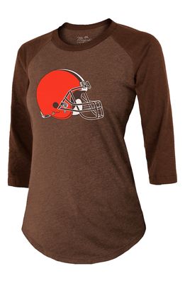 INDUSTRY RAG Women's Majestic Baker Mayfield Brown Cleveland Browns Player Name & Number Tri-Blend 3/4-Sleeve Raglan T-Shirt
