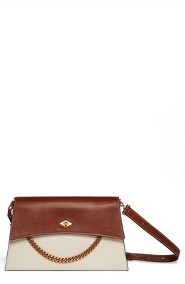 Metier London The Roma Colorblock Leather Shoulder Bag in White Sand/Cognac