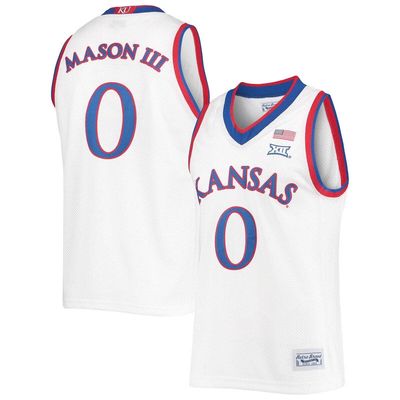 Men's Original Retro Brand Frank Mason III White Kansas Jayhawks Commemorative Classic Basketball Jersey