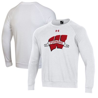 Men's Under Armour White Wisconsin Badgers Forward Collection Logo Pullover Sweatshirt
