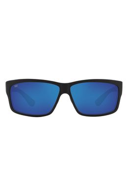 Costa Del Mar 60mm Rectangle Sunglasses in Solid Black