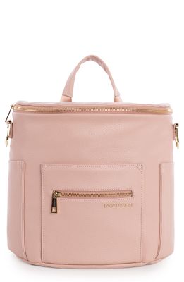Fawn Design The Mini Convertible Water Resistant Faux Leather Diaper Bag in Blush