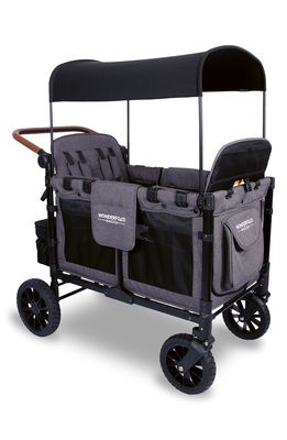 WonderFold W4 Luxe 4-Passenger Multifunctional Stroller Wagon in Charcoal Gray With Black Frame