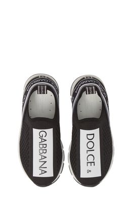 Dolce & Gabbana Logo Knit Slip-On Sneaker in White /Black