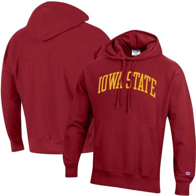 Men's Champion Cardinal Iowa State Cyclones Team Arch Reverse Weave Pullover Hoodie