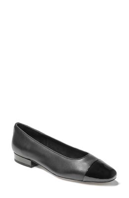 VANELi Cap Toe Flat in Black Nappa/Patent Leather