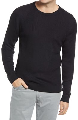Robert Barakett Sedona Rib Wool Blend Crewneck Sweater in Black
