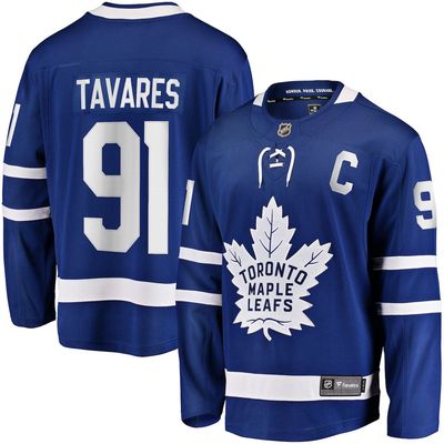 Men's Fanatics Branded John Tavares Blue Toronto Maple Leafs Home Captain Premier Breakaway Player Jersey