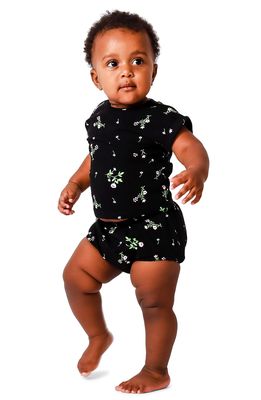 TINY TRIBE Floral T-Shirt & Shorts Set in Black