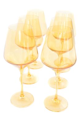 Estelle Colored Glass Set of 6 Stem Wineglasses in Yellow