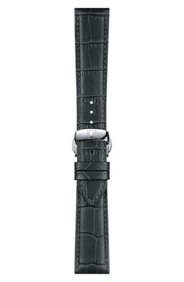 Tissot 21mm Croc Embossed Leather Watch Strap in Gray