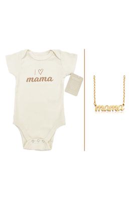 Tiny Tags x Tenth & Pine Perfect Bundle Mama Bodysuit & Necklace Gift Set in Gold