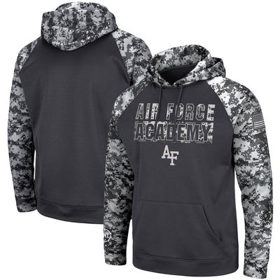 Men's Colosseum Charcoal Air Force Falcons OHT Military Appreciation Digital Camo Pullover Hoodie