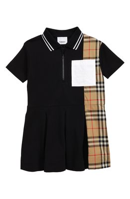 Burberry Kids' Serena Check Pique Polo Dress in Black