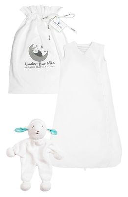 Under the Nile 2-Piece Organic Cotton Bunting & Lamb Toy Gift Set in White